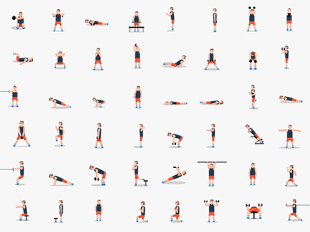 Все спортивные упражнения в движении на одном изображении
